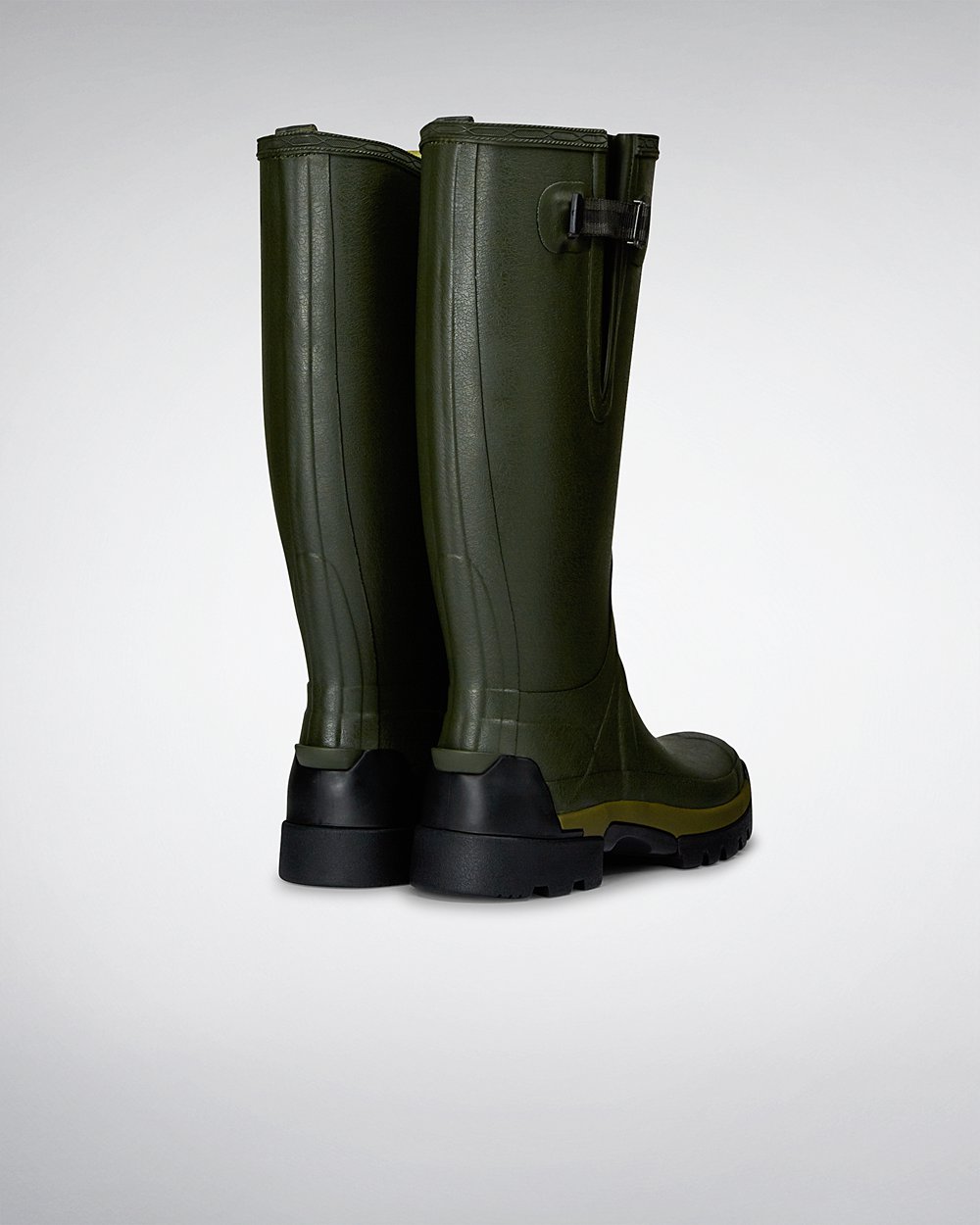 Mens Hunter Balmoral Bamboo Carbon - Tall Rain Boots Dark Olive - 3645-TLDQP